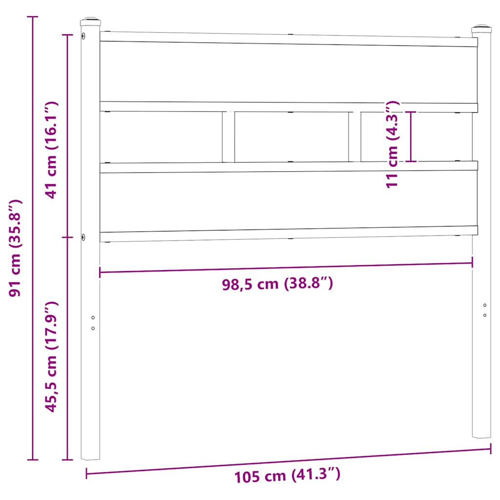 Replace Headboard Brown Oak 100 cm Steel and Engineered Wood