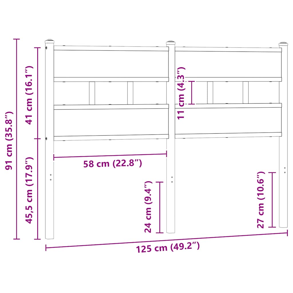 Replace Headboard Brown Oak 120 cm Steel and Engineered Wood