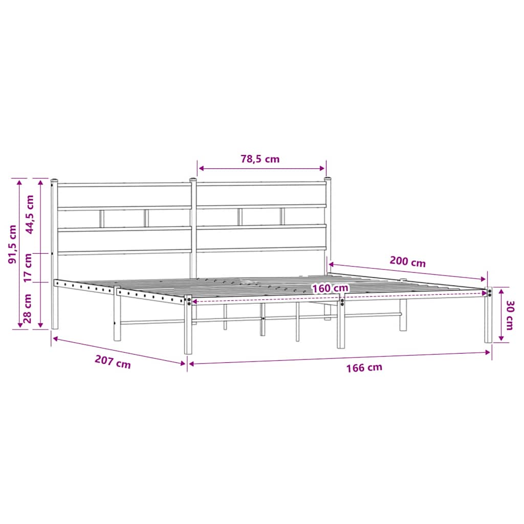 Bed Frame without Mattress with Headboard Sonoma Oak 160x200 cm