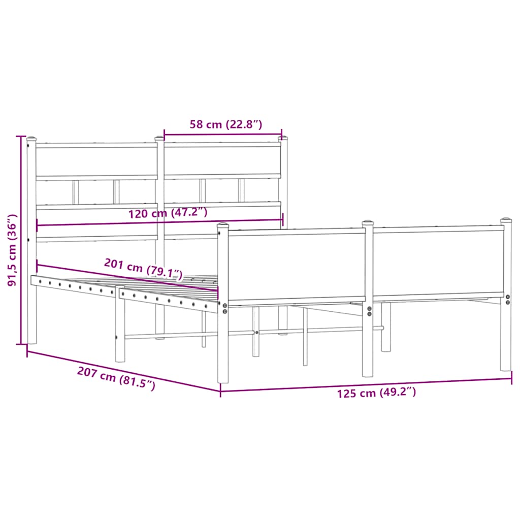 Bed Frame without Mattress Smoked Oak 120x200 cm Engineered Wood
