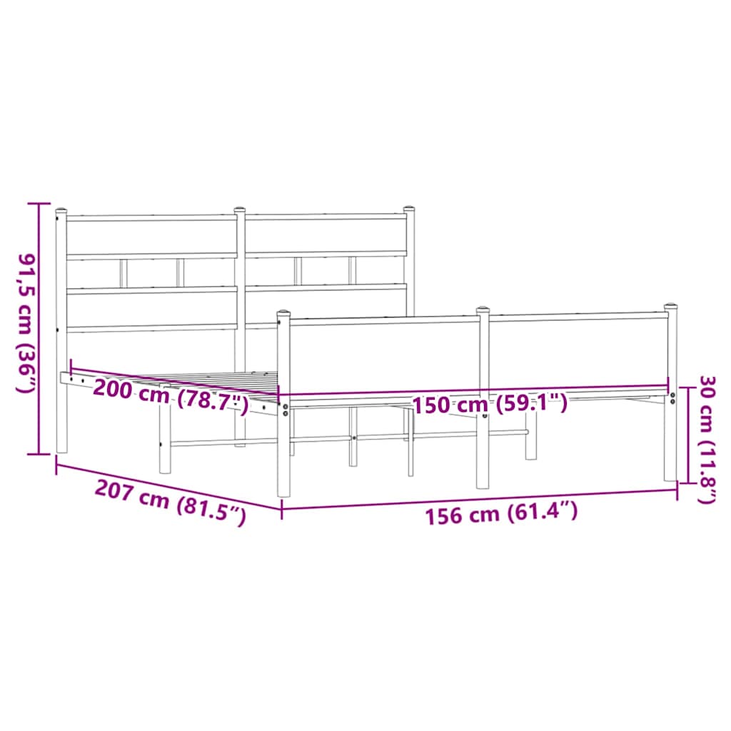 Bed Frame without Mattress Brown Oak 150x200 cm King Size Engineered Wood