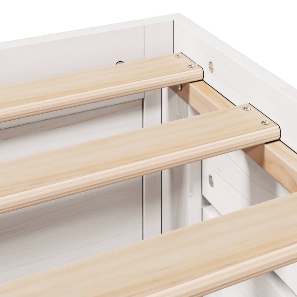 Bed Frame without Mattress with Drawers White 75x190 cm Small Single Solid Wood Pine