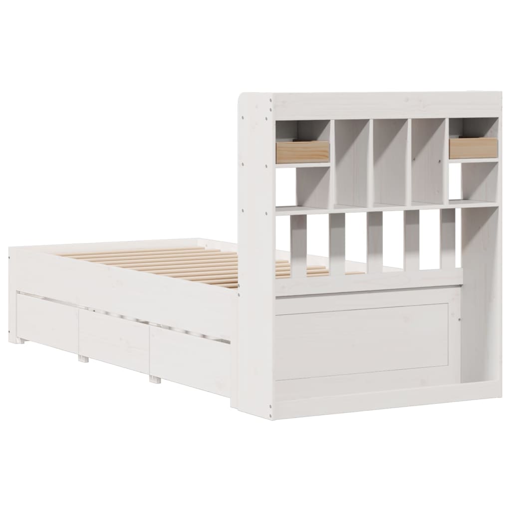 Bookcase Bed without Mattress White 75x190 cm Small Single Solid Wood Pine