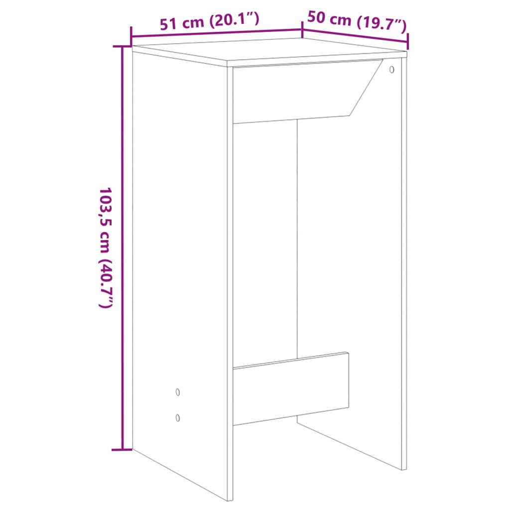 Bar Table Old Wood 51x50x103,5 cm Engineered Wood