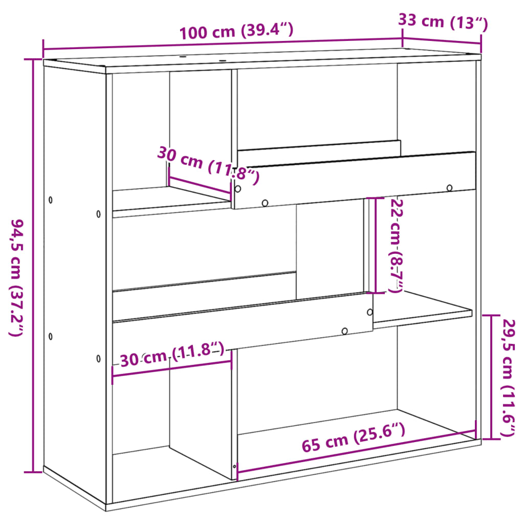Book Cabinet/Room Divider White 100x33x94,5 cm