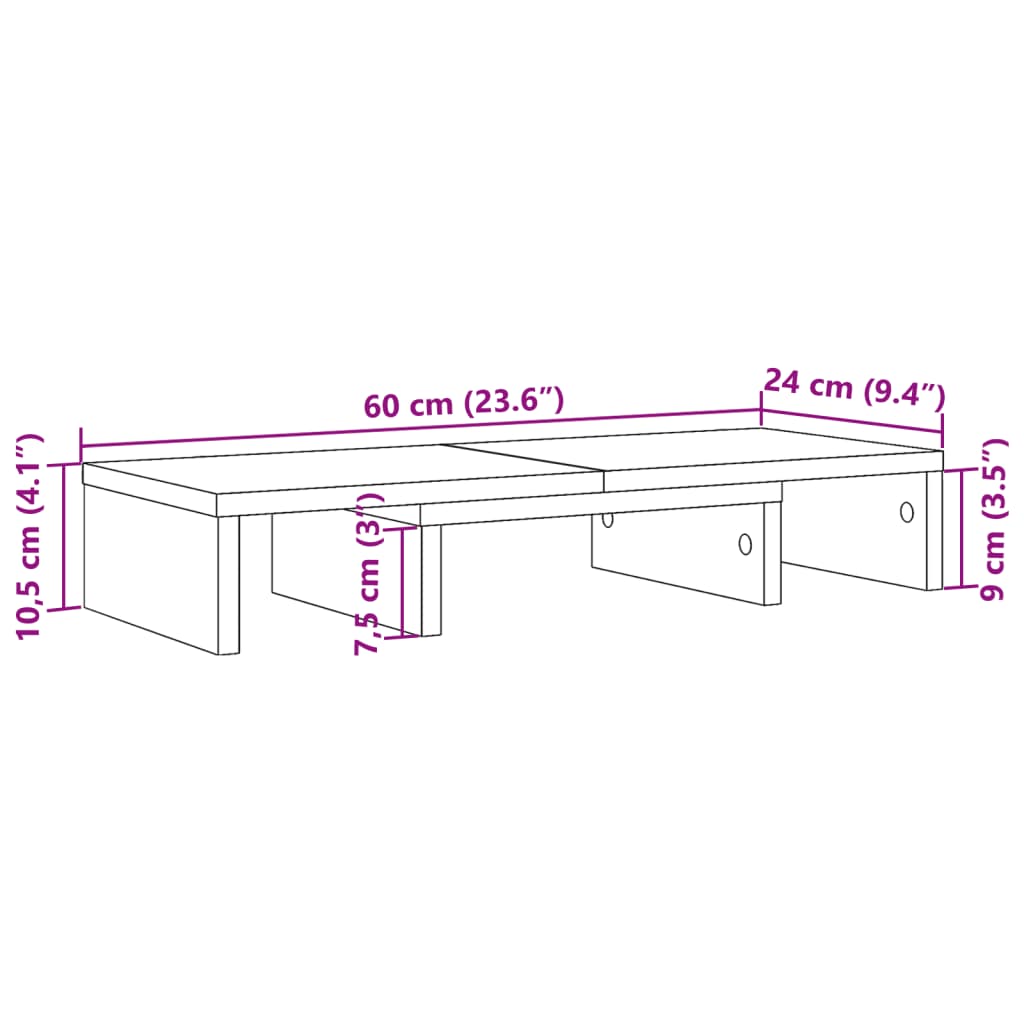 Monitor Stand Adjustable Artisan Oak 60x24x10.5 cm Engineered Wood