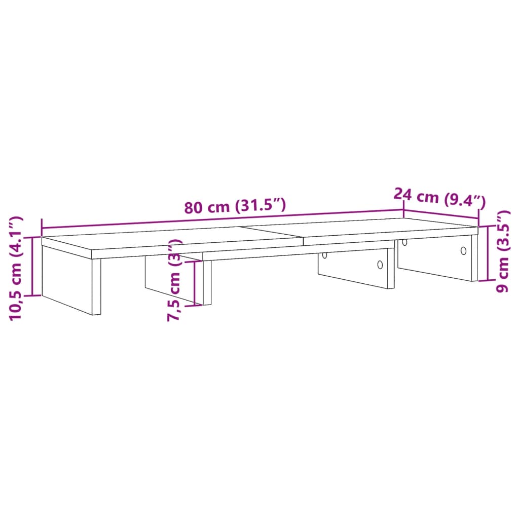 Monitor Stand Riser Adjustable Artisan Oak 80x24x10.5 cm Engineered Wood