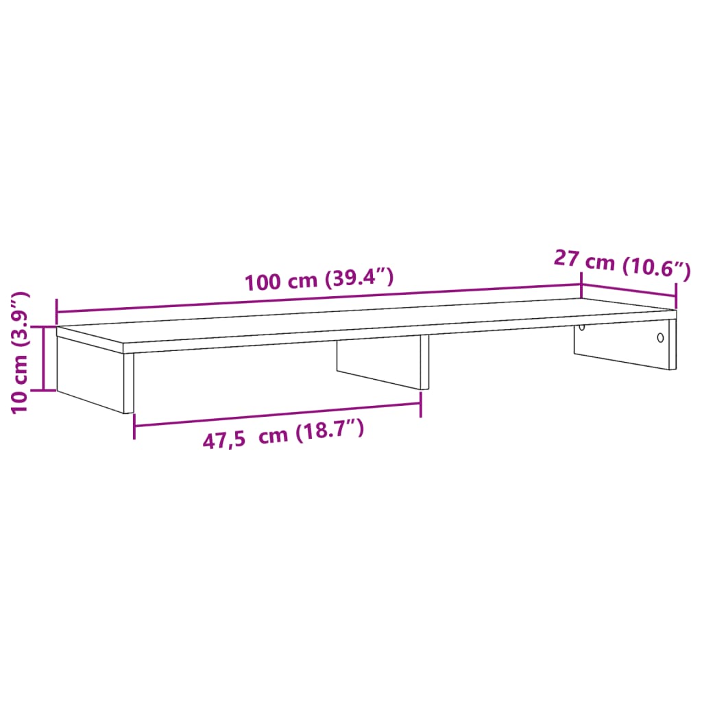 Monitor Stand White 100x27x10 cm Engineered Wood