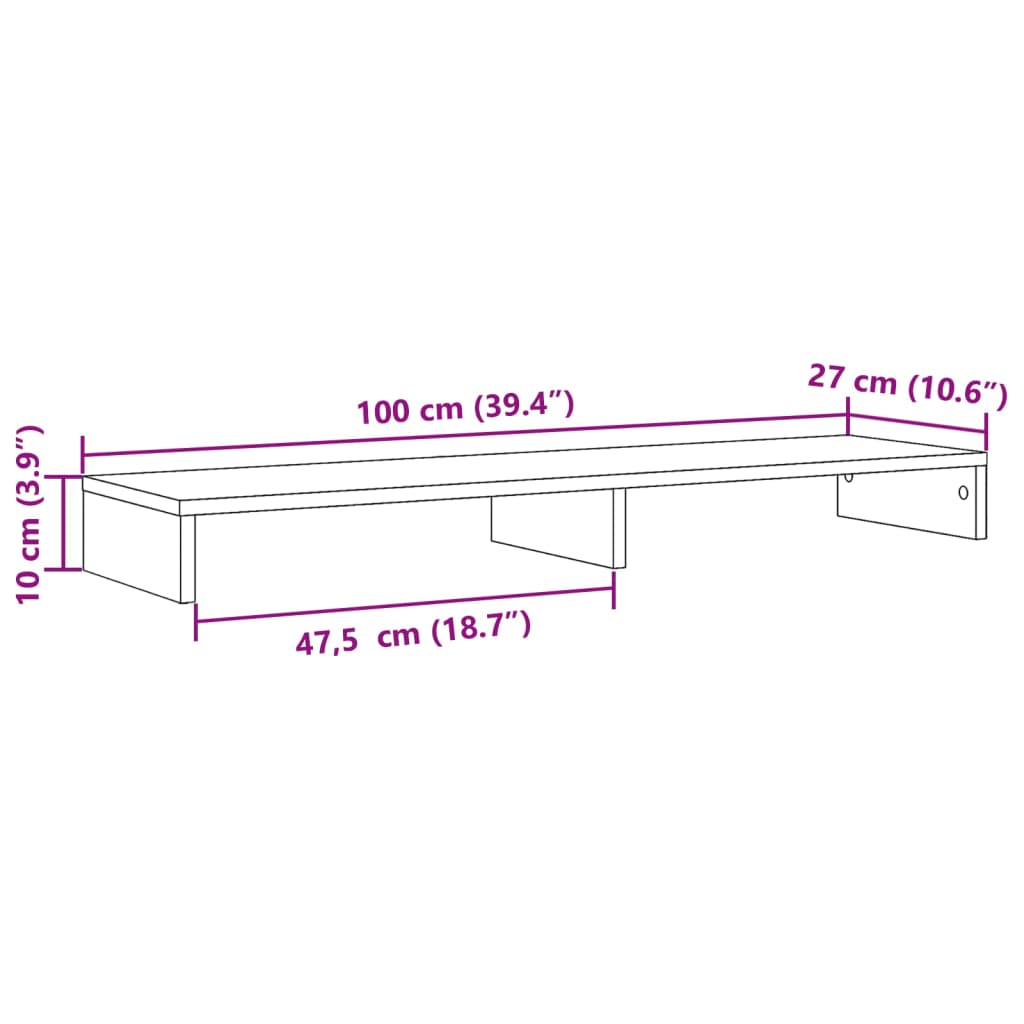 Monitor Stand Sonoma Oak 100x27x10 cm Engineered Wood