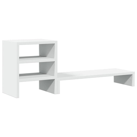Monitor Stand with Desk Organiser White Engineered Wood