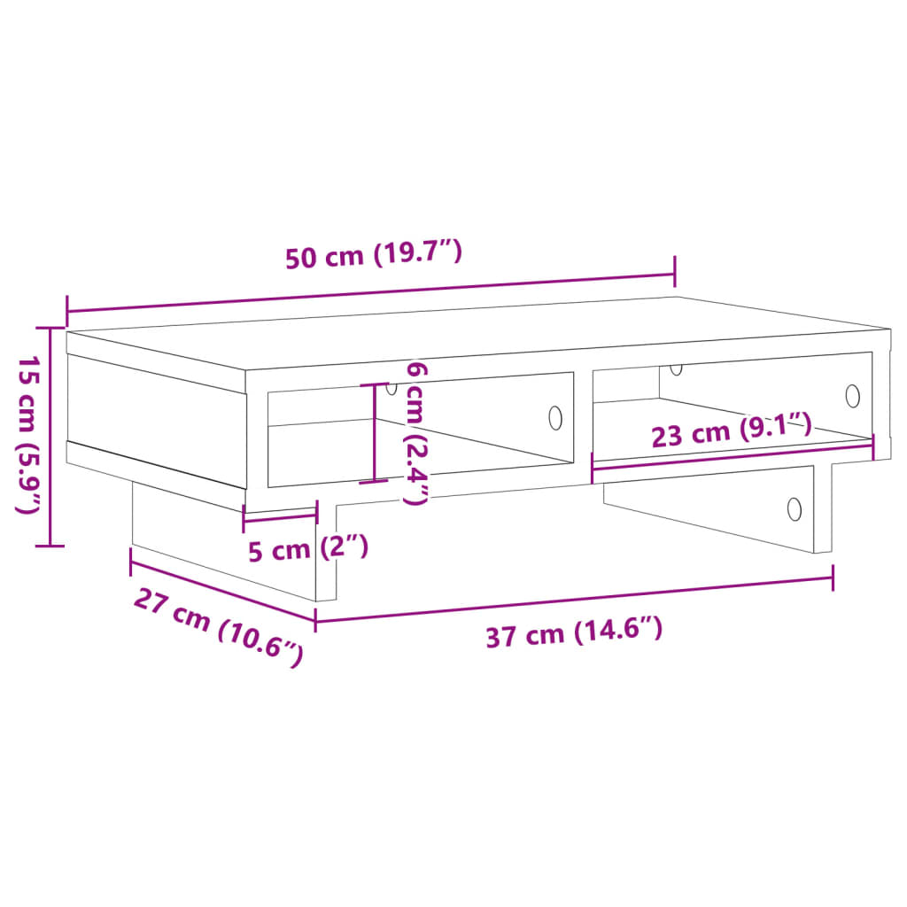 Monitor Stand Concrete Grey 50x27x15 cm Engineered Wood