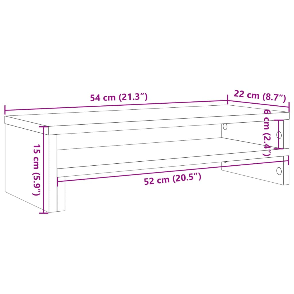 Monitor Stand White 54x22x15 cm Engineered Wood