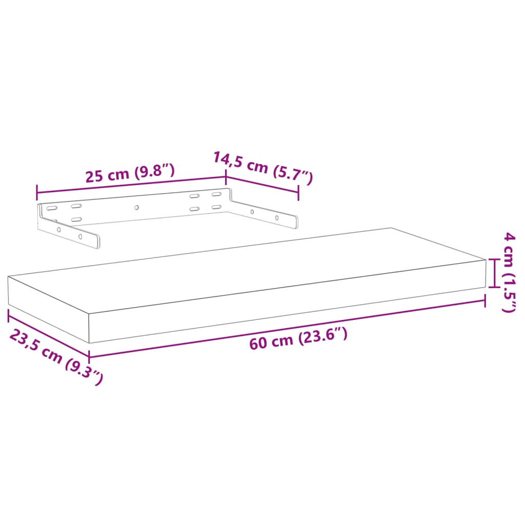 Floating Shelves 4 pcs 60x23.5x4 cm Engineered Wood