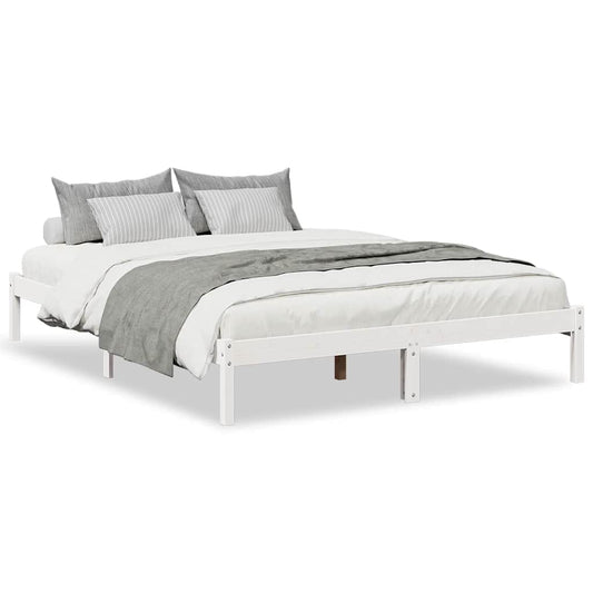 Extra Long Bed Frame without Mattress White 160x220 cm Solid Wood Pine