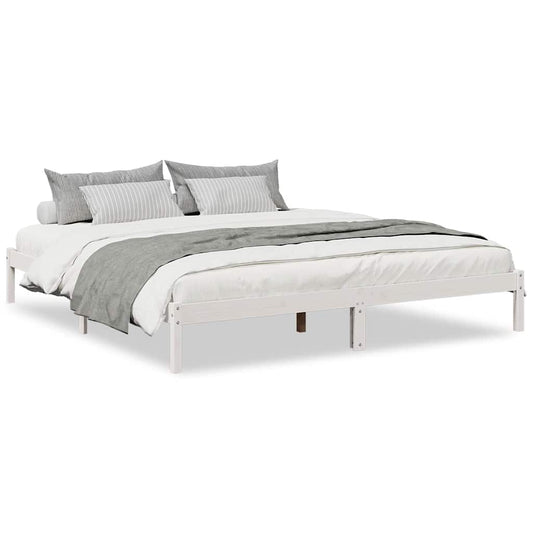 Extra Long Bed Frame without Mattress White 200x220 cm Solid Wood Pine
