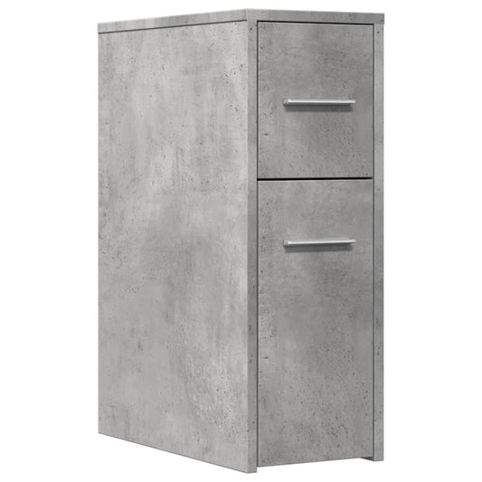 Narrow Bathroom Cupboard with Wheels Concrete Grey Engineered Wood