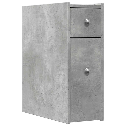 Narrow Bathroom Cupboard with Wheels Concrete Grey Engineered Wood