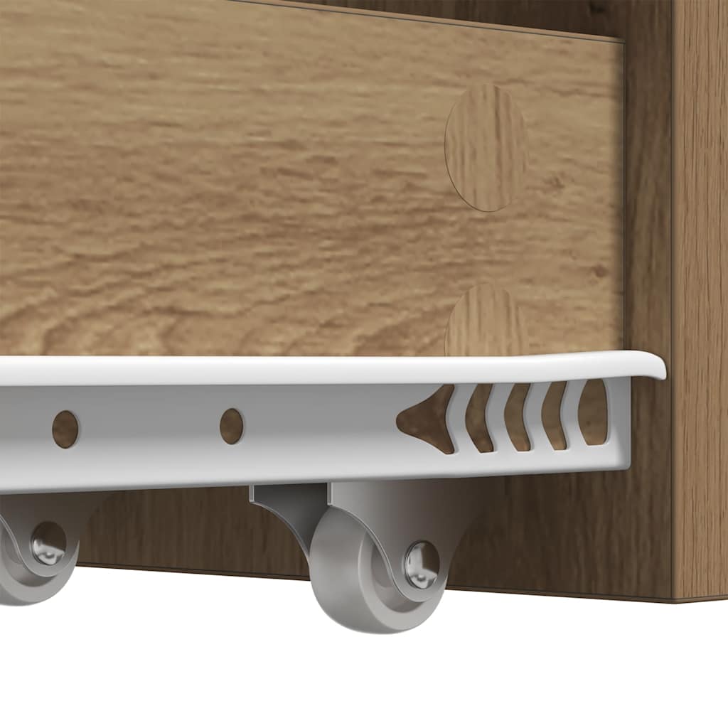 Narrow Bathroom Cupboard with Wheels Artisian Oak Engineered Wood