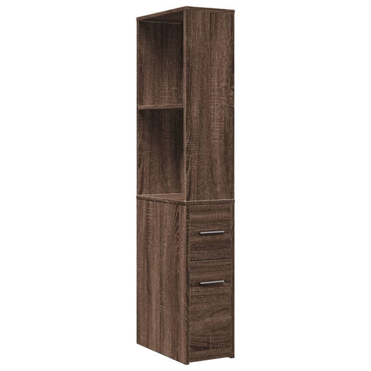 Narrow Bathroom Cupboard with Wheels Brown Oak Engineered Wood