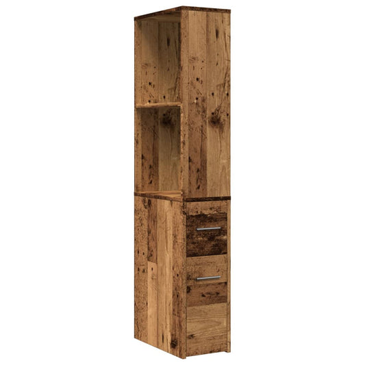 Narrow Bathroom Cupboard with Wheels Old Wood Engineered Wood
