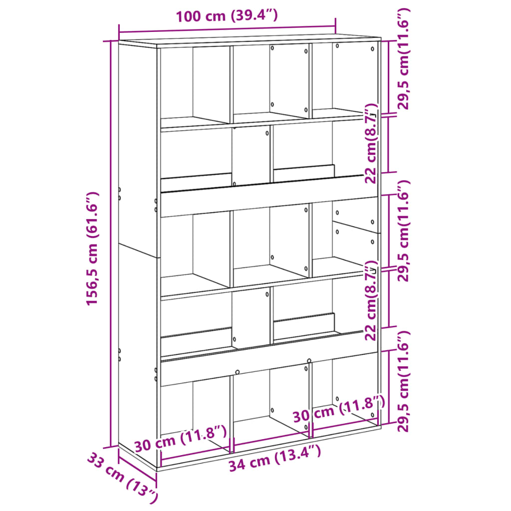 Room Divider Grey Sonoma 100x33x156,5 cm Engineered Wood