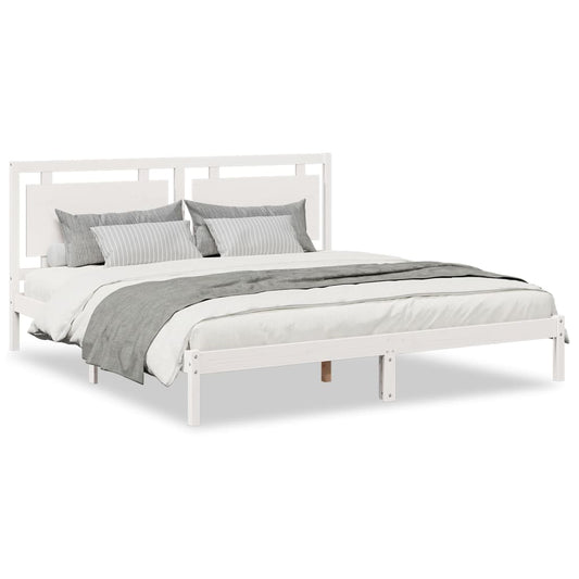Extra Long Bed Frame without Mattress White 200x210 cm Solid Wood
