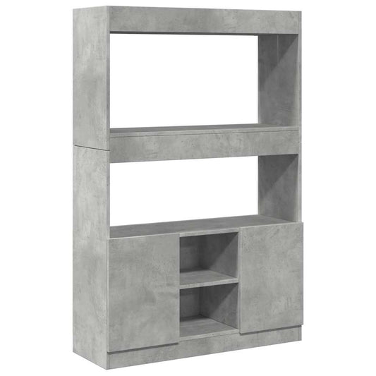 Highboard Concrete Grey 92x33x140 cm Engineered Wood
