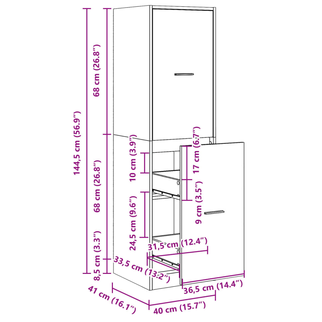 Apothecary Cabinet Sonoma Oak 40x41x144,5 cm Engineered Wood