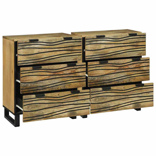 Sideboard Set 2 pcs Natural 120 x 33 x 75 cm Solid Mango Wood