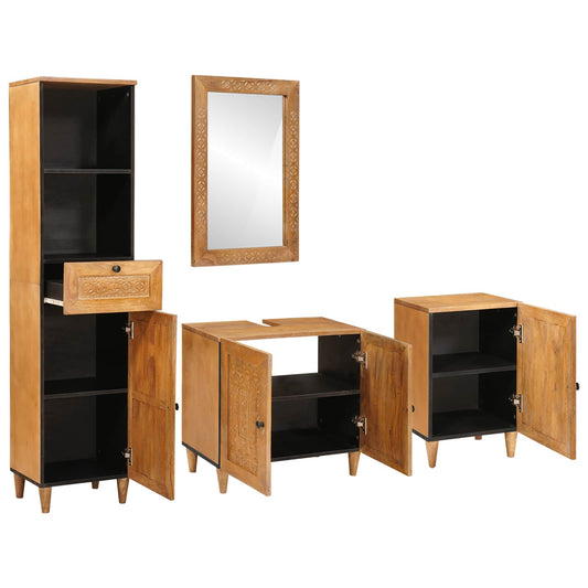 Bathroom Furniture Set 4 pcs Brown Engineered Wood