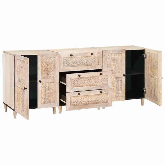 Sideboard 3 pcs 180 x 33.5 x 75 cm Solid mango wood White
