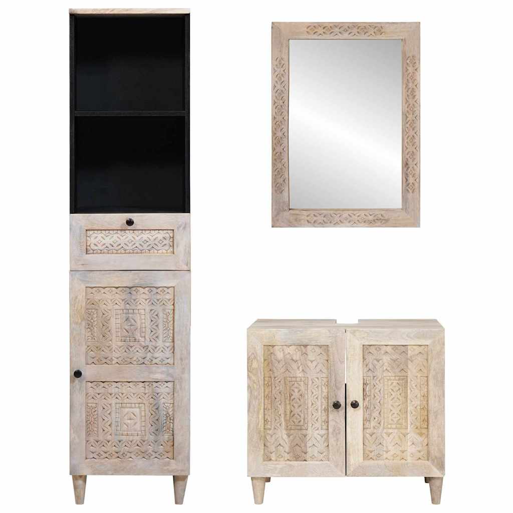 Bathroom Furniture Set with Drawer 3 pcs White 38 x 33 x 160 cm