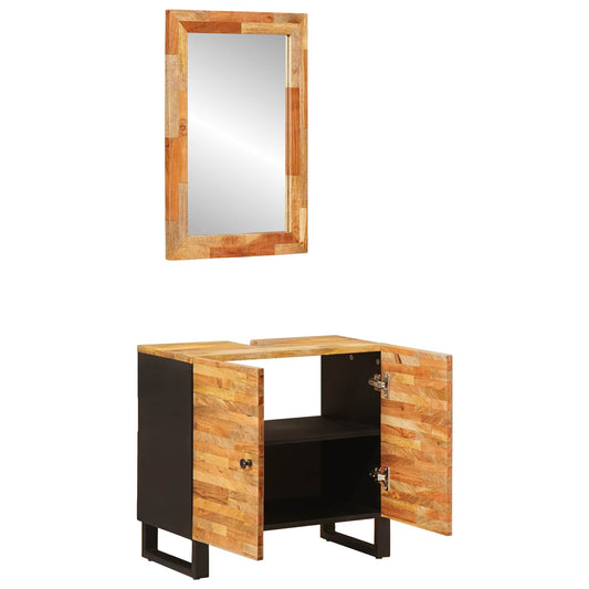 Bathroom Sets 2 pcs Natural Solid Mango Wood