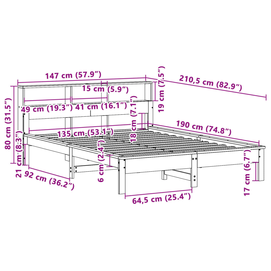 Bed Frame | Natural Pine | Solid pinewood, plywood | Double