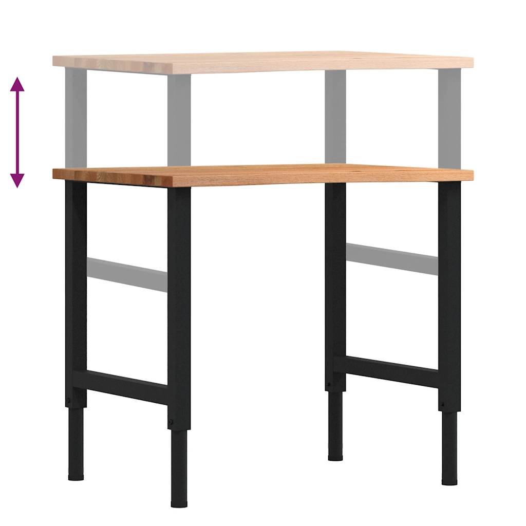 Workbench Light Brown 80x60x(71,5-98) cm Solid Wood Oak