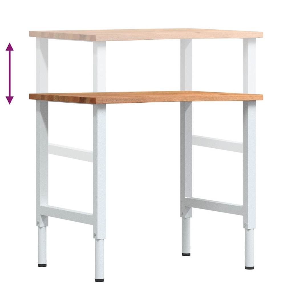 Workbench Light Brown 80x60x(71,5-98) cm Solid Wood Oak