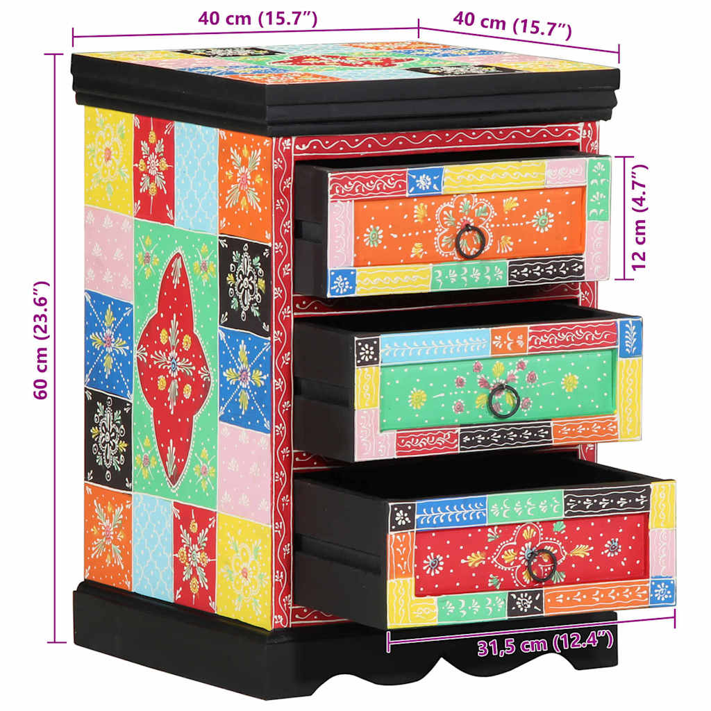 Drawer Cabinet Multicolour 40 x 40 x 60 cm Solid Mango Wood