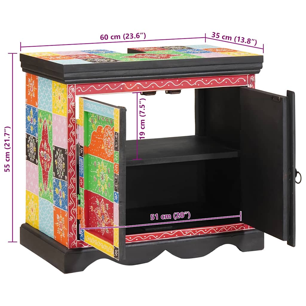 Sink cabinet with Door Brown 60 x 35 x 55 cm Solid Mango Wood