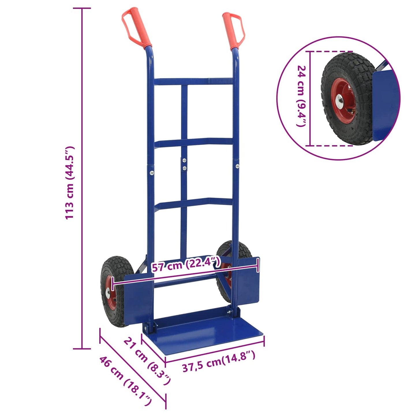 Extendable Hand Trolley Blue and Red 57 x 46 x 113 cm Steel