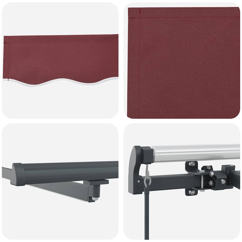Manual Retractable Awning with LEDs Burgundy 500x300 cm