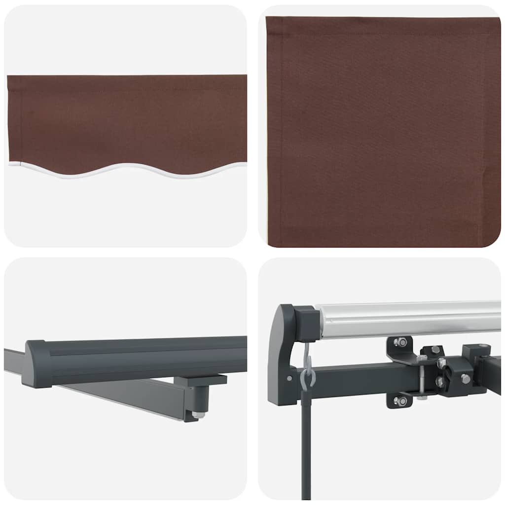 Manual Retractable Awning with LEDs Brown 500x300 cm