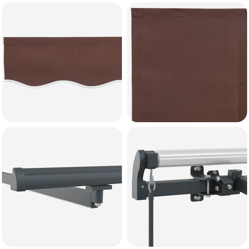 Manual Retractable Awning with LEDs Brown 600x300 cm