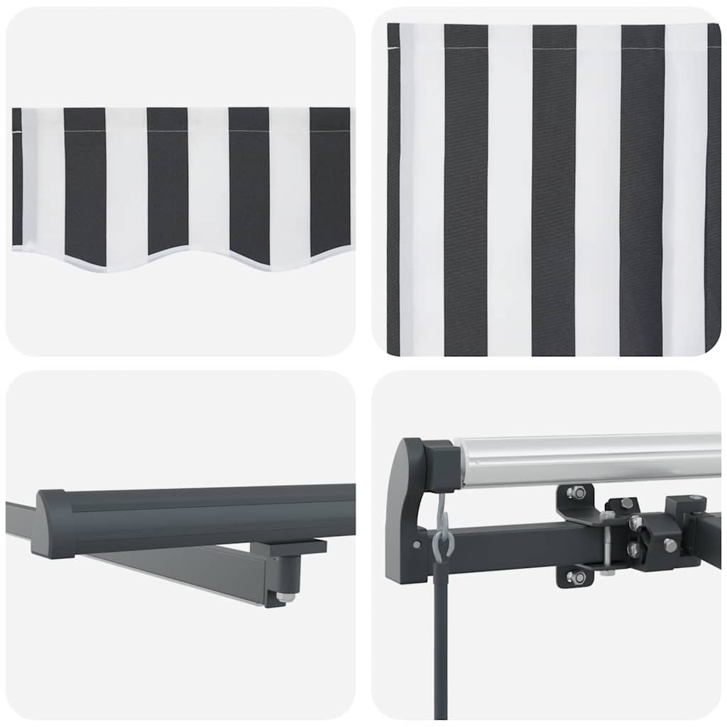 Manual Retractable Awning with LEDs Anthracite&White 500x300 cm