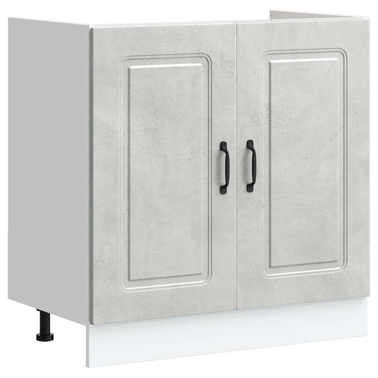 Sink Base Cabinet Kalmar Concrete Grey 80x46x81.5 cm Engineered Wood