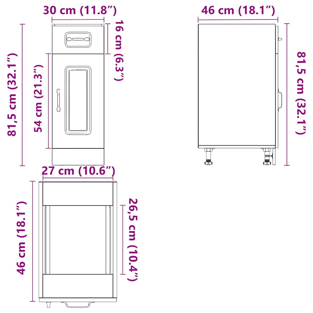 Kitchen Base Cabinet Kalmar White Engineered Wood