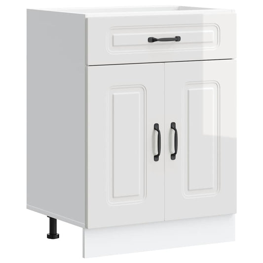 Kitchen Base Cabinet Kalmar High Gloss White Engineered Wood