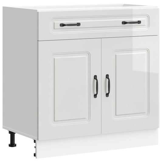 Kitchen Base Cabinet Kalmar High Gloss White Engineered Wood