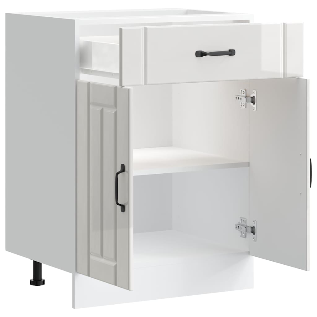 Kitchen Base Cabinet Lucca High Gloss White Engineered Wood