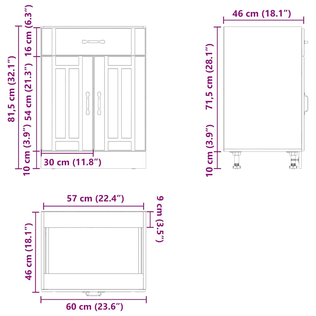 Kitchen Base Cabinet Lucca High Gloss White Engineered Wood