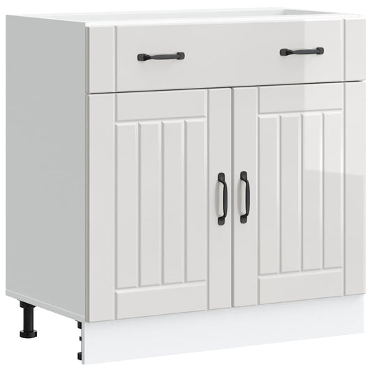 Kitchen Base Cabinet Lucca High Gloss White Engineered Wood